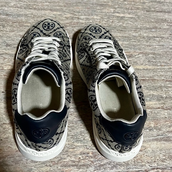Tory Burch Black and White Patterned Sneakers - Picture 2 of 16